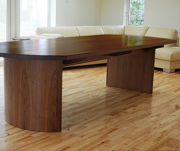 Walnut D-End Dining Table